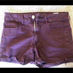Maroon American eagle denim shorts